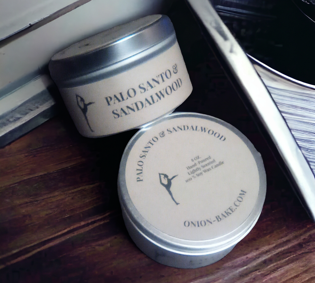 Bougie parfumée légère en cire de soja 100 % versée à la main Palo Santo et bois de santal